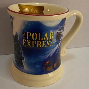 Polar Express Believe Mug Ceramic Coffee Cup‎ Warner Bros Christmas 16 oz
